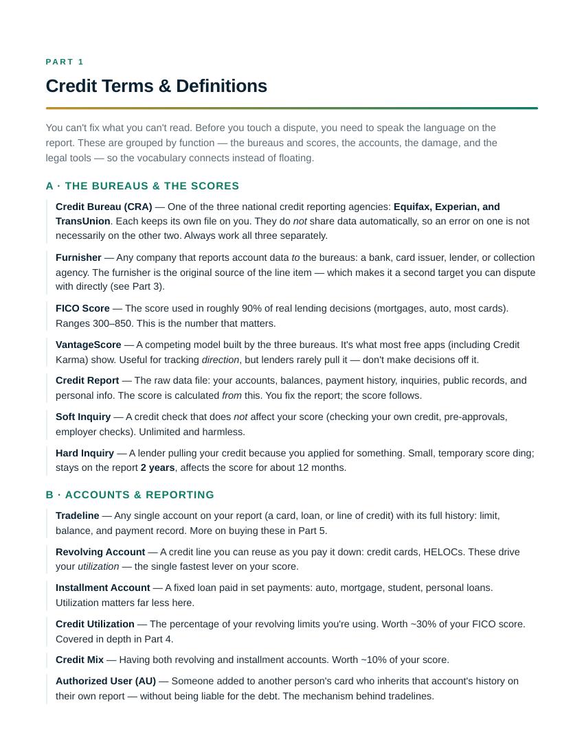 Inside the playbook — credit terms and definitions explained in plain language